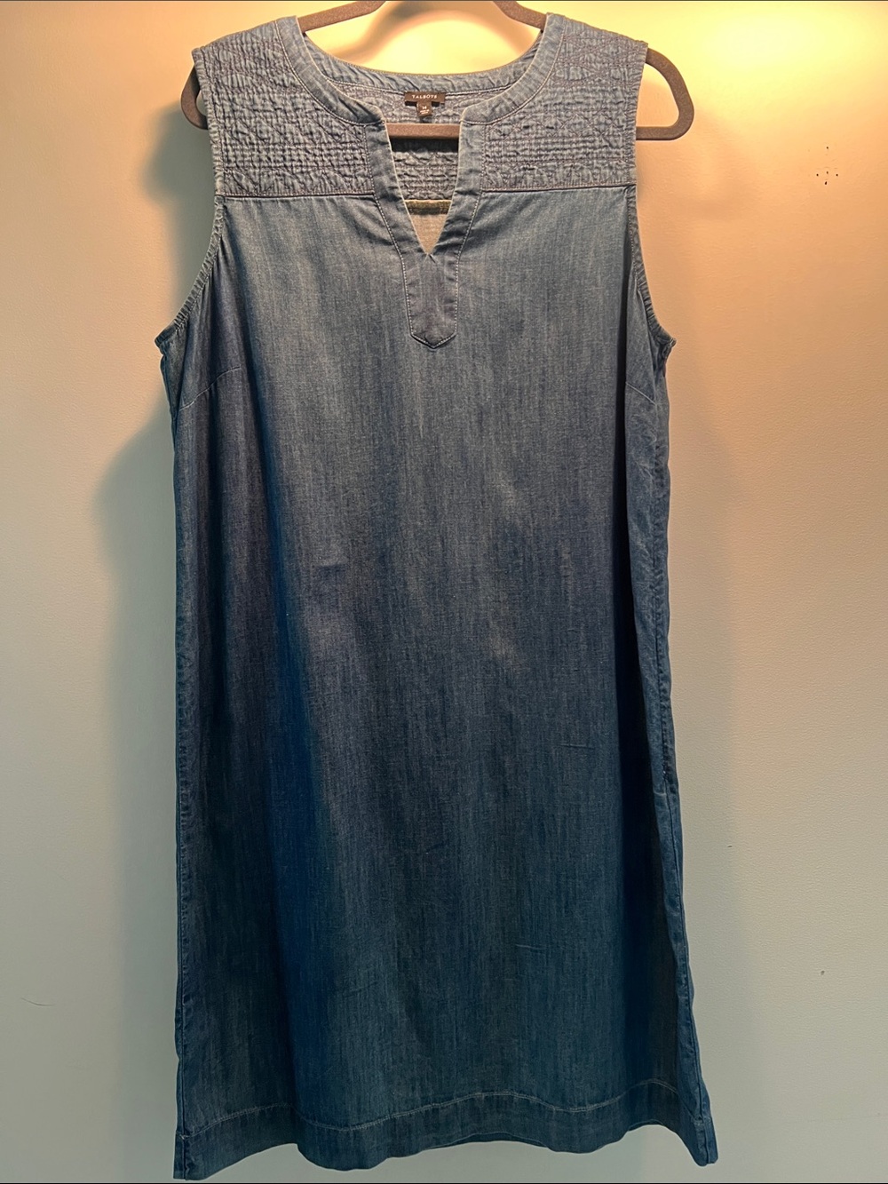 Talbots Blue Denim Textured Yoke Dress